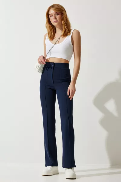 Pantalon décontracté en lycra taille haute femme  femme