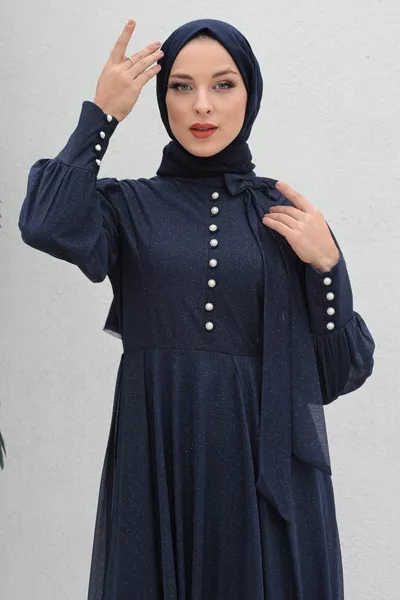 Glitter Evening Dress Indigo 