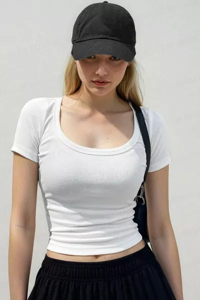 المرأة الأبيض يو الرقبة قصيرة الأكمام سروال قصير كاميسول بلوزة Bodysuit