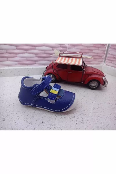 Cuir souple véritable bleu marine bébé garçon orthopédique premier pas chaussures