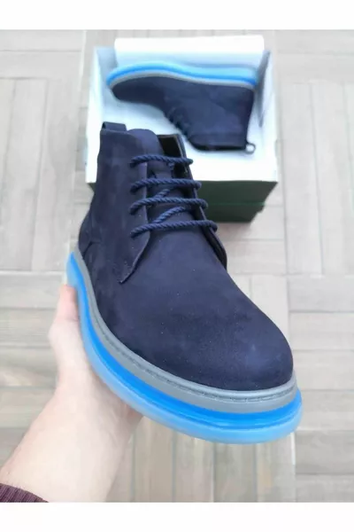 Мужские повседневные темно-синие натуральная кожа ботинки на шнуровке защитные от пота прочные ортопедические удобные почтовые