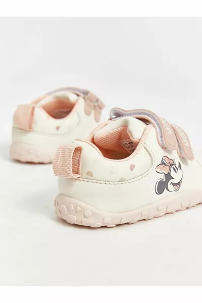 LCW Hellbeige bedruckte Velcro Minnie Maus bedruckte Baby Mädchen erste Schritt Schuhe