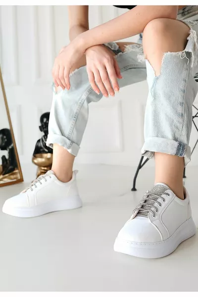 Jiana Witte Huid Vetersneakers