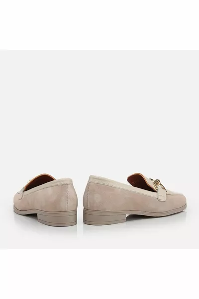 Mocassino da donna beige in vera pelle