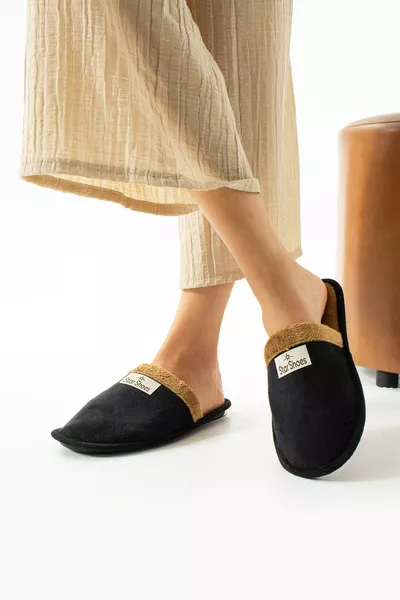 Zwarte Winter House Slippers Winter Slippers Guest Slippers