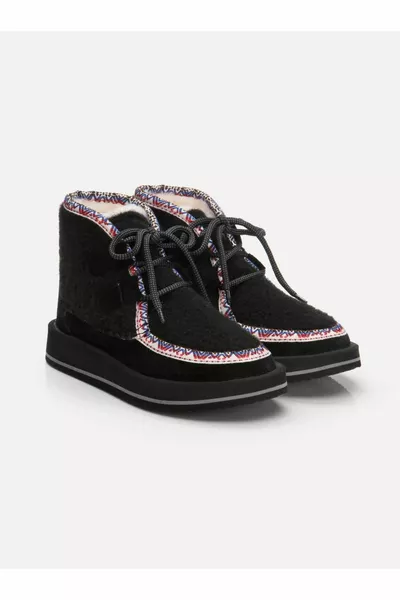 Mo Black Damen Stiefel aus echtem Veloursleder in Schwarz