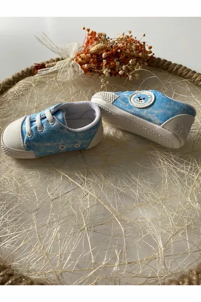 Teddy Bear Patterned Booties Baby Boy Shoes