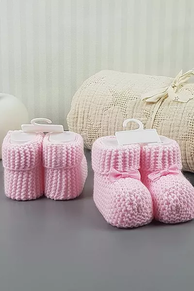 Bilgetrend Ribbon Detailed Knitting Baby Booties 0-6 Months Blgtrnd-bpm