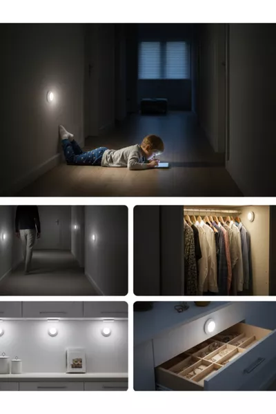 Bewegingssensor Wit LED Lampje Aan/Auto/Uit Modus 8 LED USB Oplaadbaar