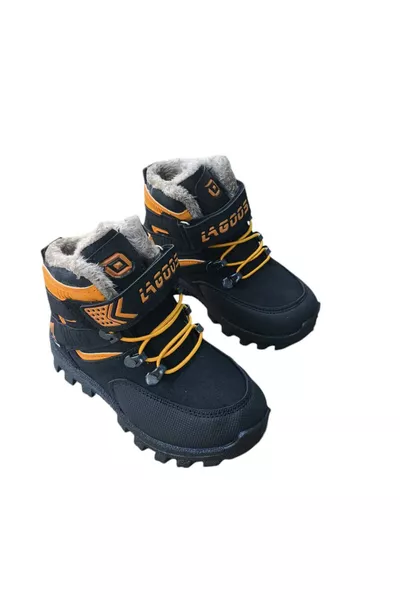 Черни детски боти с вътрешна подплата от кожа