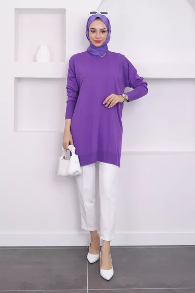 Donkerpaars Fietsnekgensmerze Losse Trui Tuniek