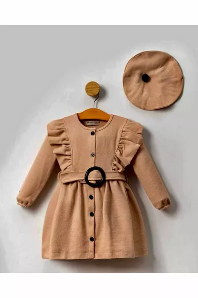 فستان أطفال بنات من قماش الصوف الدافئ بتصاميم جذابة - الرجاء اختيار المقاس حسب الطلب