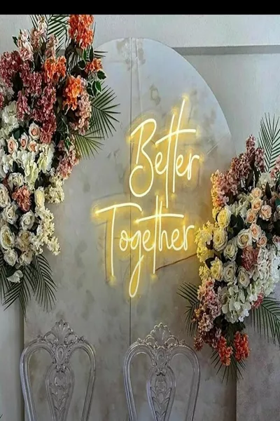 Ensemble c'est mieux Enseigne Néon Fond pour Mariage Fiançailles Cérémonie