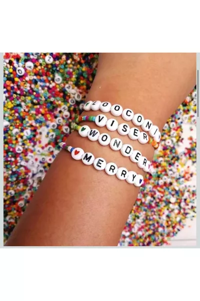 Набор для изготовления украшений из бисера: бусины с буквами и фигурками для детей,  деталей