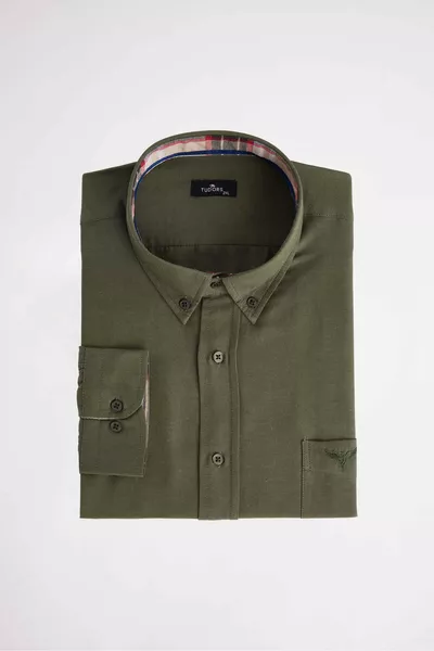 Plus Size Oxford Men's Shirt with Button-Down Collar, Poplin Cotton, Easy Iron