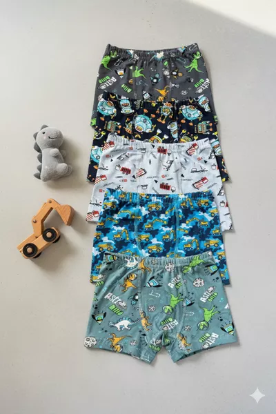 Boys' 5-Pack Space Pattern Cotton Boxers, % Cotton