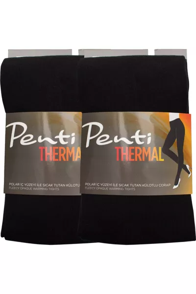 Calze Termiche da Donna Nere 2 Pezzi con Interno in Pile, Invernali ed Elastiche