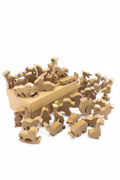 Деревянная раскраска для детей. Зоопарк. 6 см,  маленьких животных. Возможность стоять вертикально.