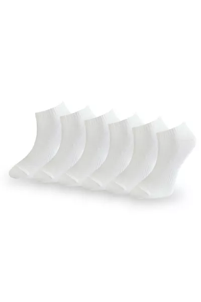 جوارب قطنية قصيرة بيضاء مجموعة من 6
