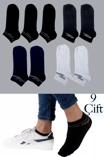9-Pack Unisex Sport Short Socks Assorted Colors