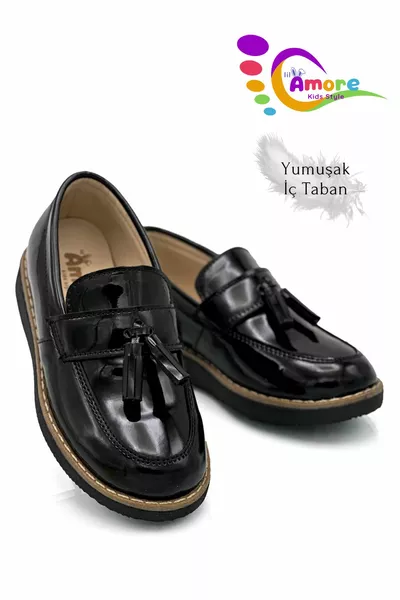 حذاء أطفال أولاد موديل كورجيك حذاء مدرسة حذاء مناسبة ختان أو زفاف حذاء رسمي جلدي أسود