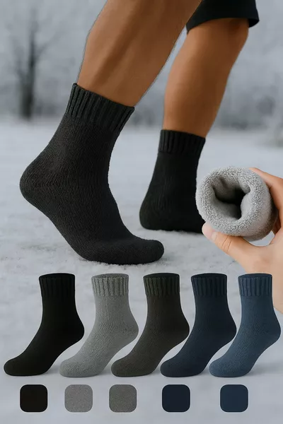 5-Pack Winter Towel Thermal Socks, 5 Pairs