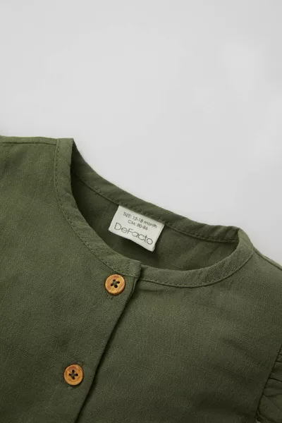 فستان بسيط قصير الأكمام للبنات حديثي الولادة بمظهر الكتان sm