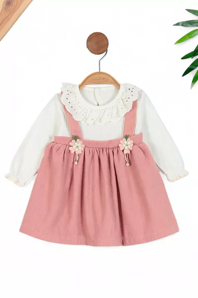 فستان عيد ميلاد للفتيات الرضيعات بتفاصيل دانتيل موسمي وملمس مضلع