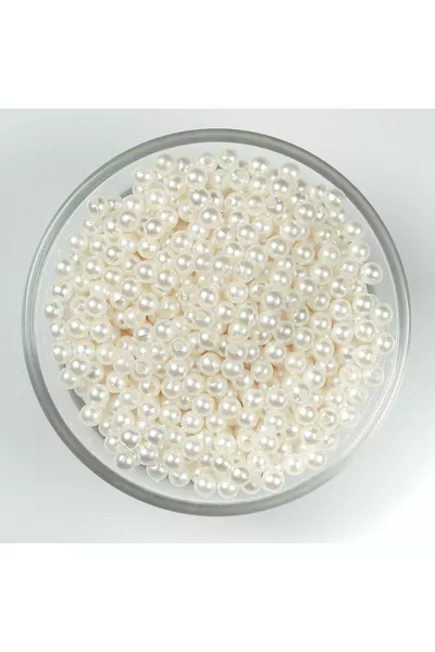  грама - перлени мъниста кремав цвят 5 мм, пластмасови перлени мъниста, (между  бр.)