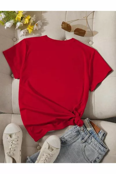 LEOPAR DESENLİ KURDELE DETAYLI BASİC T-SHİRT