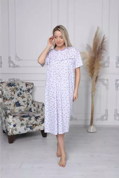 Nuisette pour femme en jersey à manches courtes avec motif violet