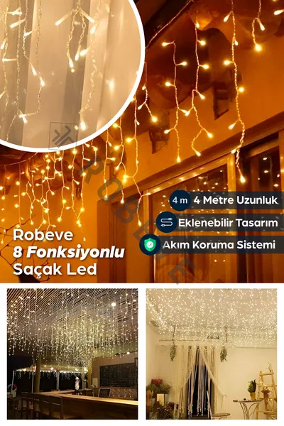 8-функционална висяща LED лампа с ресни, добавяема LED украса, LED лампа, коледна светлина (4 МЕТРА)