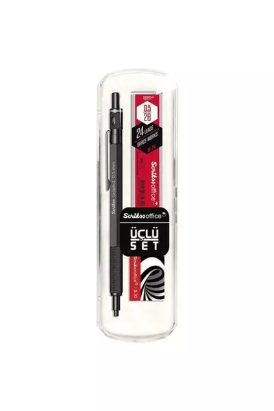 Комплект Граф-икс метален молив 0,5 мм с гума и връх, черен