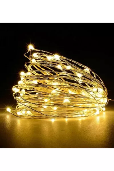 Guirlande lumineuse LED fée 5 mètres jaune à piles pour décoration