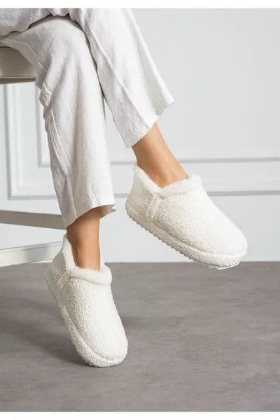 Damen Plüsch Hausschuhe Pantoffeln mit Fellfutter Rutschfeste, geräuscharme Sohle Dicke, leichte Hausschuhe