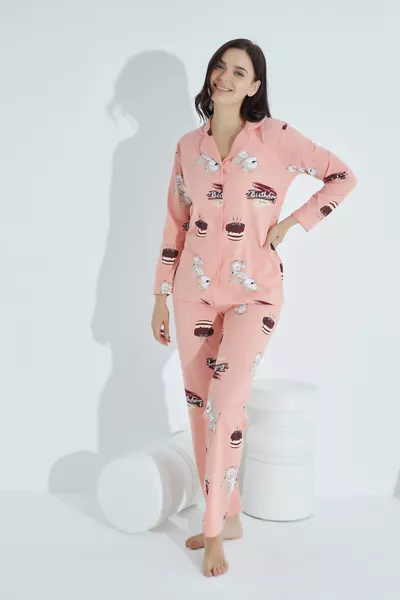 Cotton Button-Up Pajama Set