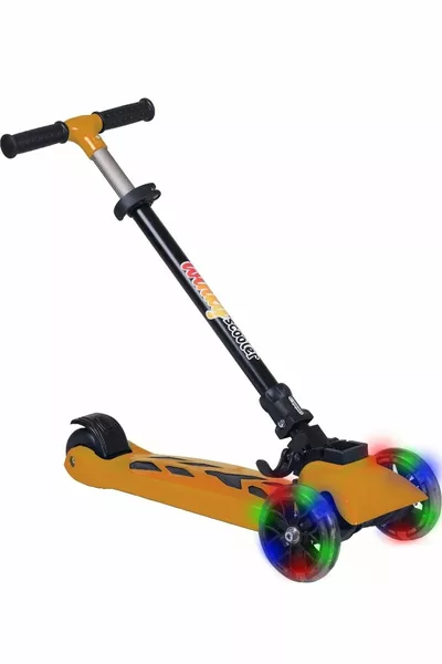 سكوتر قابل للطي بثلاث عجلات وإضاءة LED من Winky، للأطفال من 5 إلى 9 سنوات، بقدرة تحميل قصوى 3 كجم، بثلاث سرعات