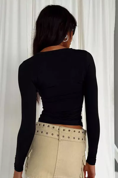 Body à col rond manches longues basique