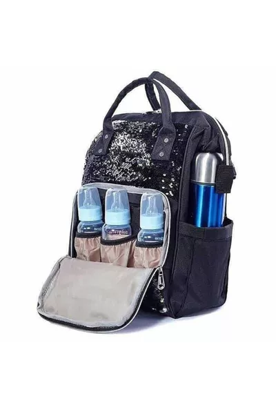 Trend Baby London Черная термосумка для ухода за ребенком с пайетками