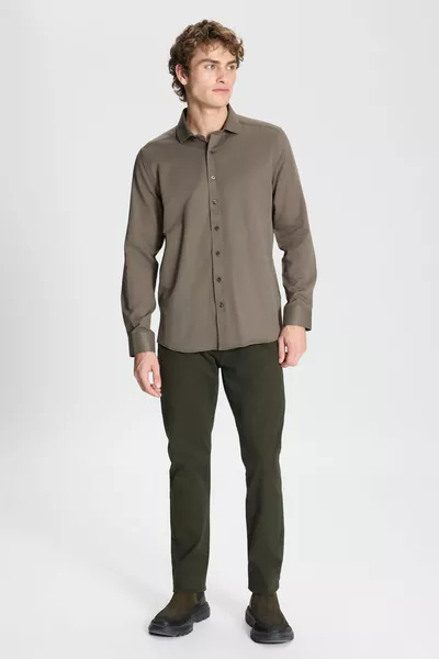 الرجال الكاكي سليم صالح سليم صالح الإيطالي طوق دوبي قميص