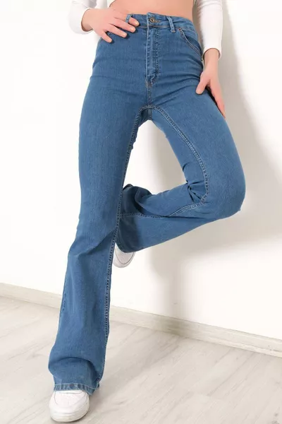Medium Blue Spanish Leg High-Waist Power Lycra Shaping Jeans