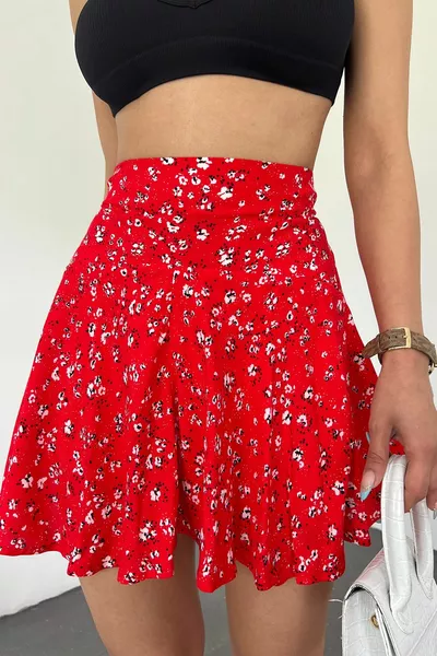 المرأة الأحمر فسكوزي النسيج الصيف السراويل تنورة 