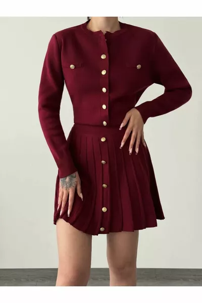 New Model - Rozelinde French Knit Buttoned Skirt Set.