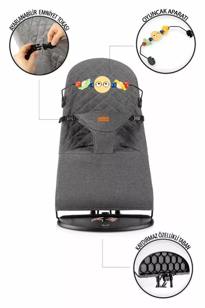 Balance Lüx Cotton Dreistufiger Schaukel-Babysitz Klappbar (MIT SPIELZEUGZUBEHÖR UND REISETASCHE)