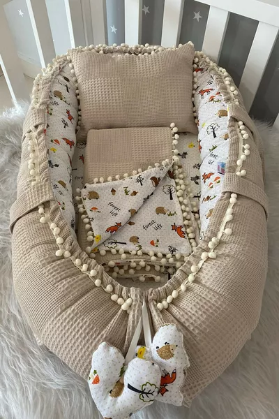 مجموعة جاجو-بَيبينِست المكوّنة من 3 قطع بتصميم الثعلب مع شرشف بايك وقطن موسلين وشرّابات