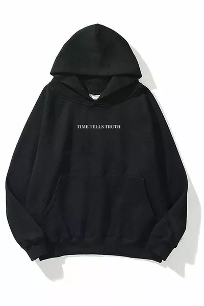 Unisex Time Tells Truth Sweatshirt Hoodie Black