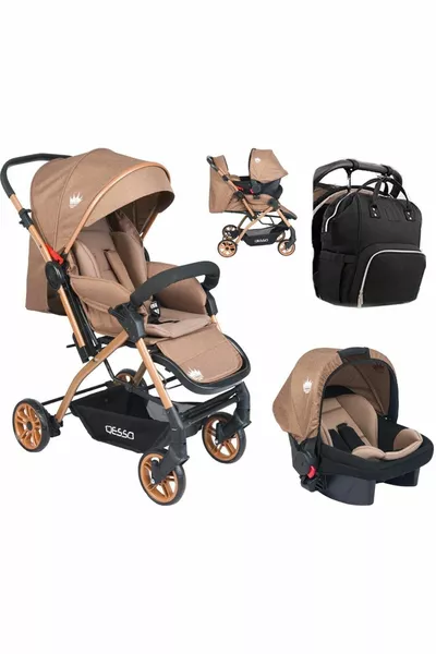Aqua Wende-Buggy für Babys Anthrazit Braun Travel-Kinderwagen Thermotasche