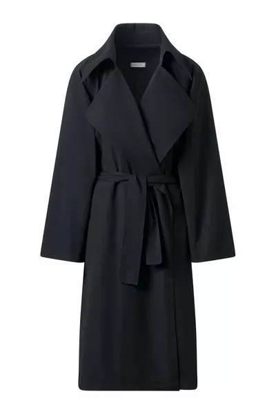 معطف ترنش نسائي رفيع موسمي باللون الأسود بمقاس 