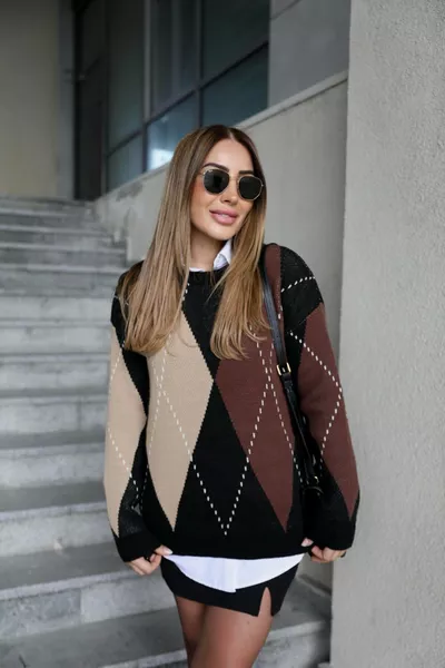 Coffee Baklava Pattern Oversized Sweater
