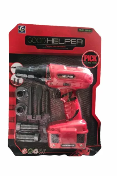 Children's Red Battery-Powered Drill Repair Kit
